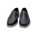 Men's Black Moccasin Slip-On Loafers with White Sole