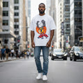 White Basketball Bear Cartoon Graphic Oversized Tee