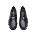 Black Leather Triangle-Logo Dress Loafer