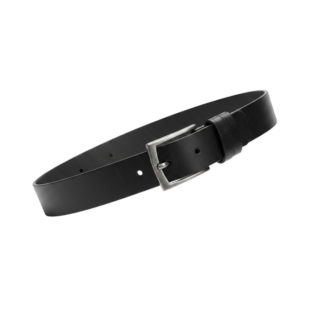Embossed Patterned Leather Belt Single-Prong Buckle