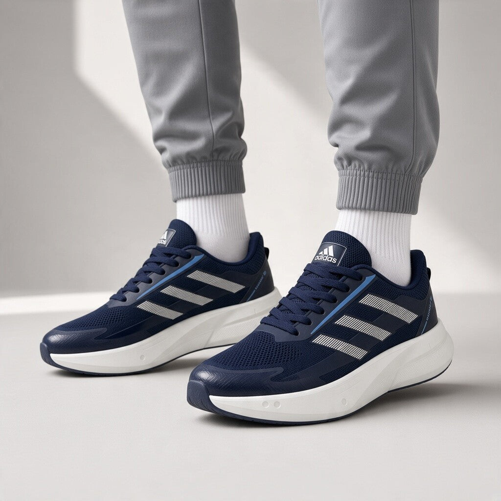 Men’s Navy Mesh Sneakers with Chunky White Soles
