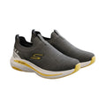 Men's Grey Knit Slip-On Sneakers with Yellow Sole