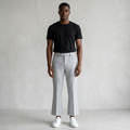 Men's Light Grey Wide-Leg Palazzo Plain Trousers