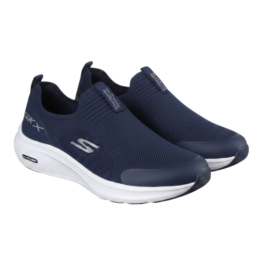 Men's Navy Blue Knit Slip-On Sneakers with White Sole