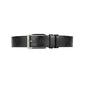 Black Pebbled Texture Leather Matte Buckle Belt Men's
