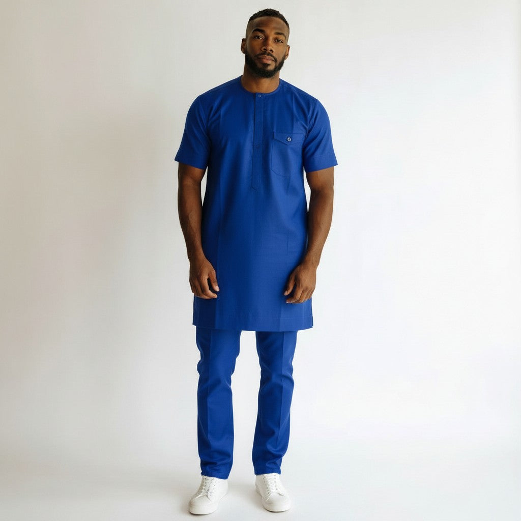 Royal Blue Zip-Placket Senator Set