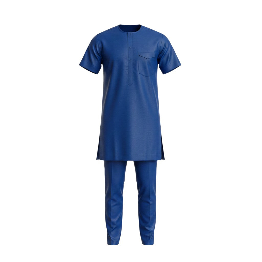 Royal Blue Zip-Placket Senator Set