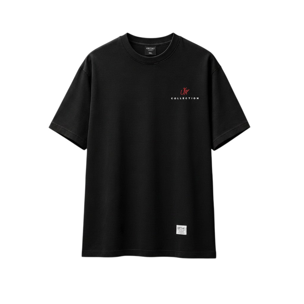 Men's Black Graphic Round Neck Oversized Tee