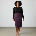 Women's Plum Purple Wrap-Detail Pencil Skirt