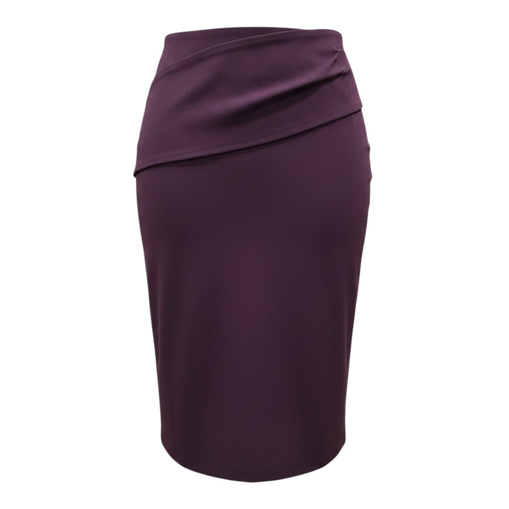 Women's Plum Purple Wrap-Detail Pencil Skirt