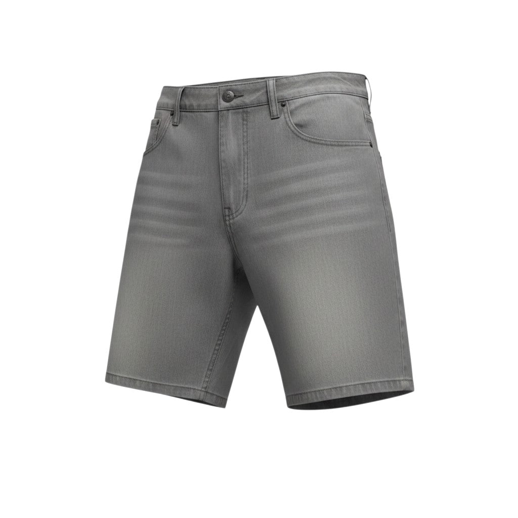 Men's Grey Washed Denim Shorts – Relaxed Fit
