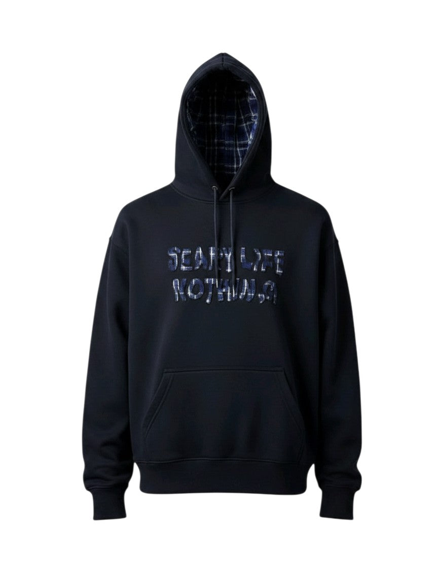 Seary Life Plaid-Lined Pullover Hoodie – Navy