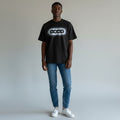Men's Black Oversized Graphic Tee – Chain Logo Print