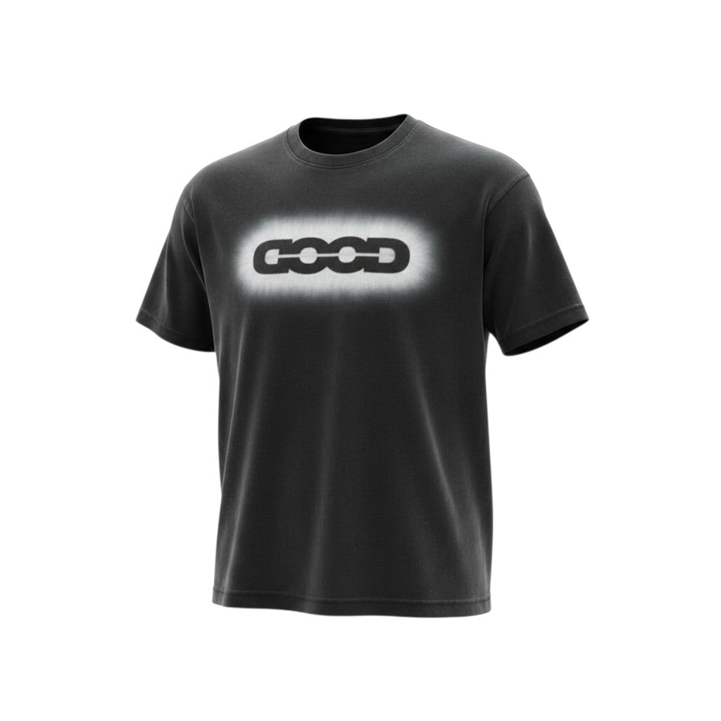 Men's Black Oversized Graphic Tee – Chain Logo Print