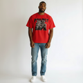 Men's Red Project Capri Graphic Oversized T-Shirt
