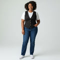 Women's Black Button-Front Structured Waistcoat