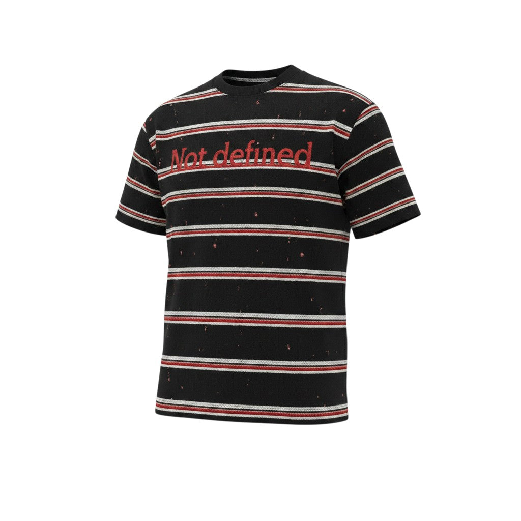 Men's Black & Red Striped Not Defined Oversized T-Shirt