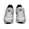 Men's White & Silver Retro Runner Sneakers with Purple Accent and Metallic Overlays