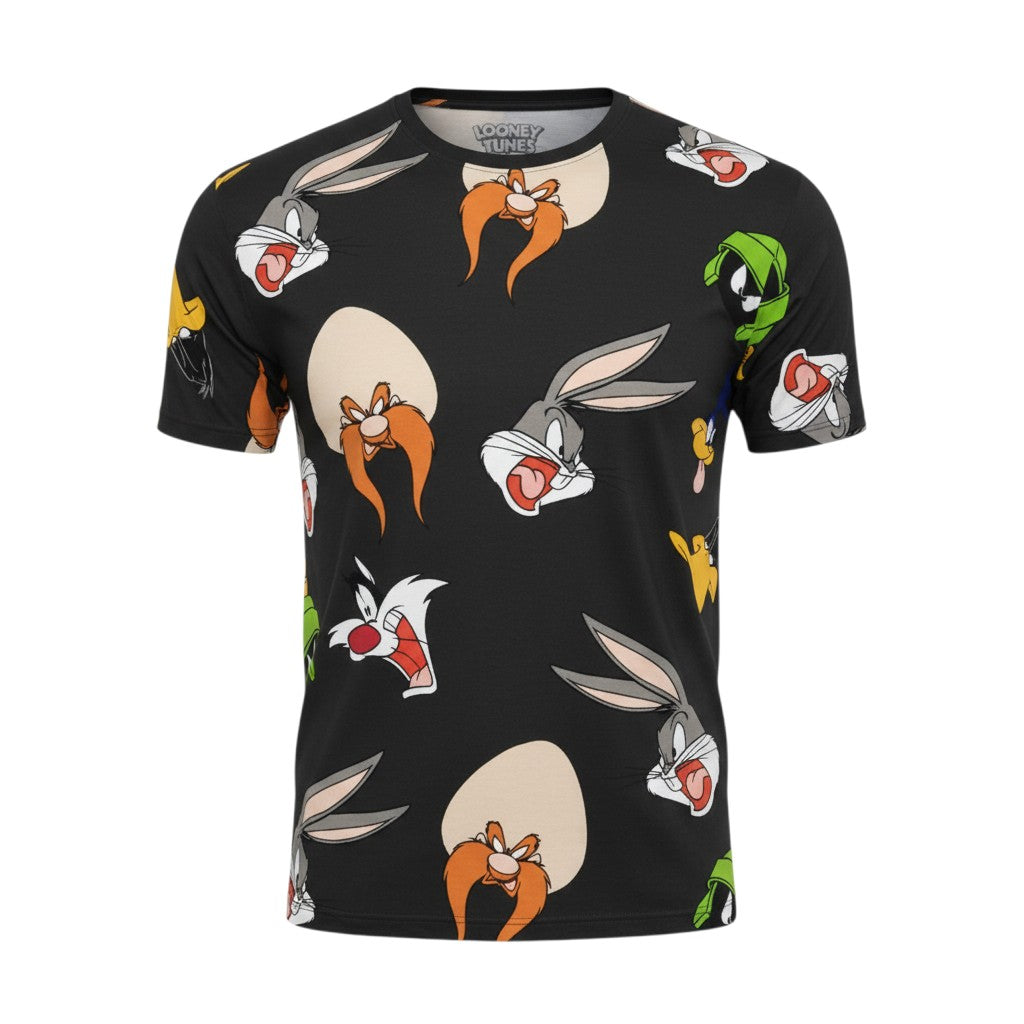 Looney Tunes All-Over Print Charcoal Graphic Tee