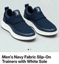 Men's Navy Slip-On Trainers with White Soles – 46