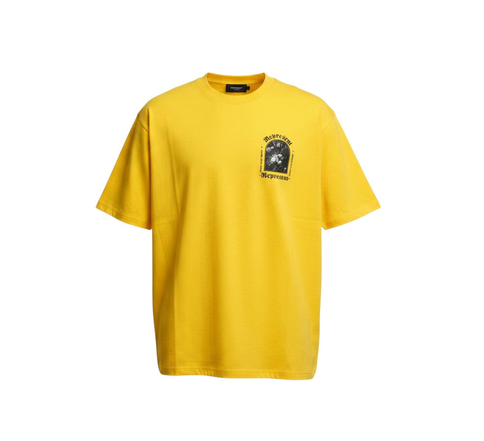 Represent Gothic Floral Graphic Oversized Tee – Yellow