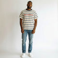 Men's White & Blue Multi-Stripe Not Defined Oversized T-Shirt
