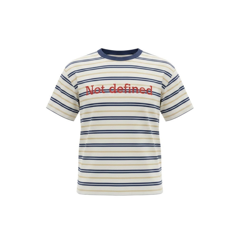 Men's White & Blue Multi-Stripe Not Defined Oversized T-Shirt