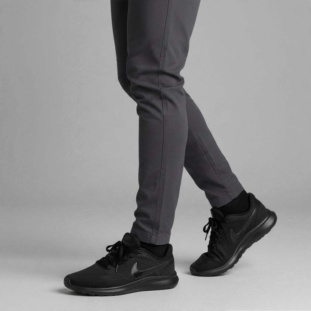 Tonal Black Mesh Lace-Up Sneakers