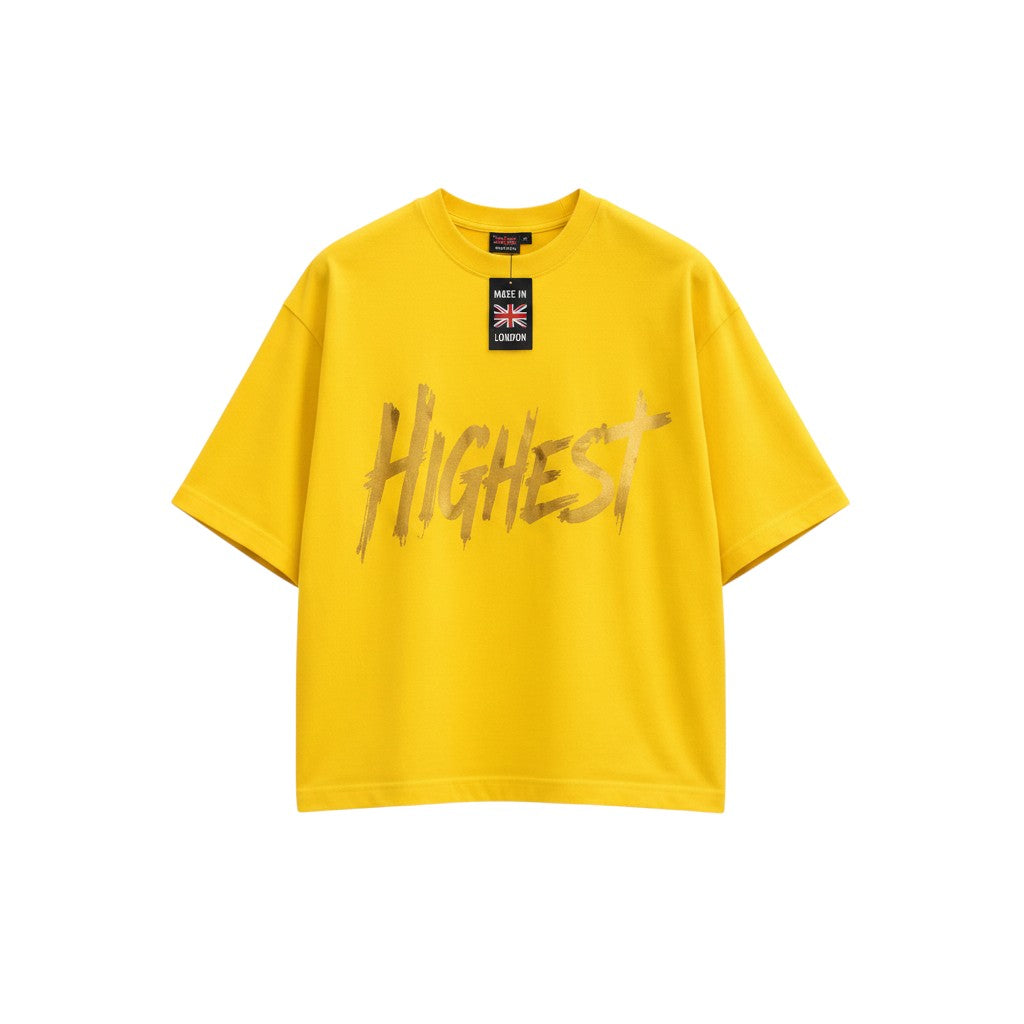 Men's Yellow Highest Graphic Oversized T-Shirt