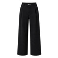 Black Twin-Button Wide-Leg Trousers