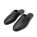 Men's Black Woven Leather Mule