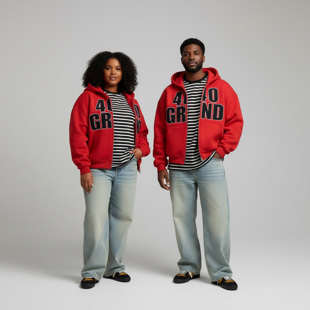 404 Grind Zip-Up Hoodie – Red