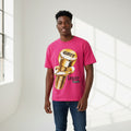 Men's Fuchsia 3D Gold Bolt Graphic Oversized Tee