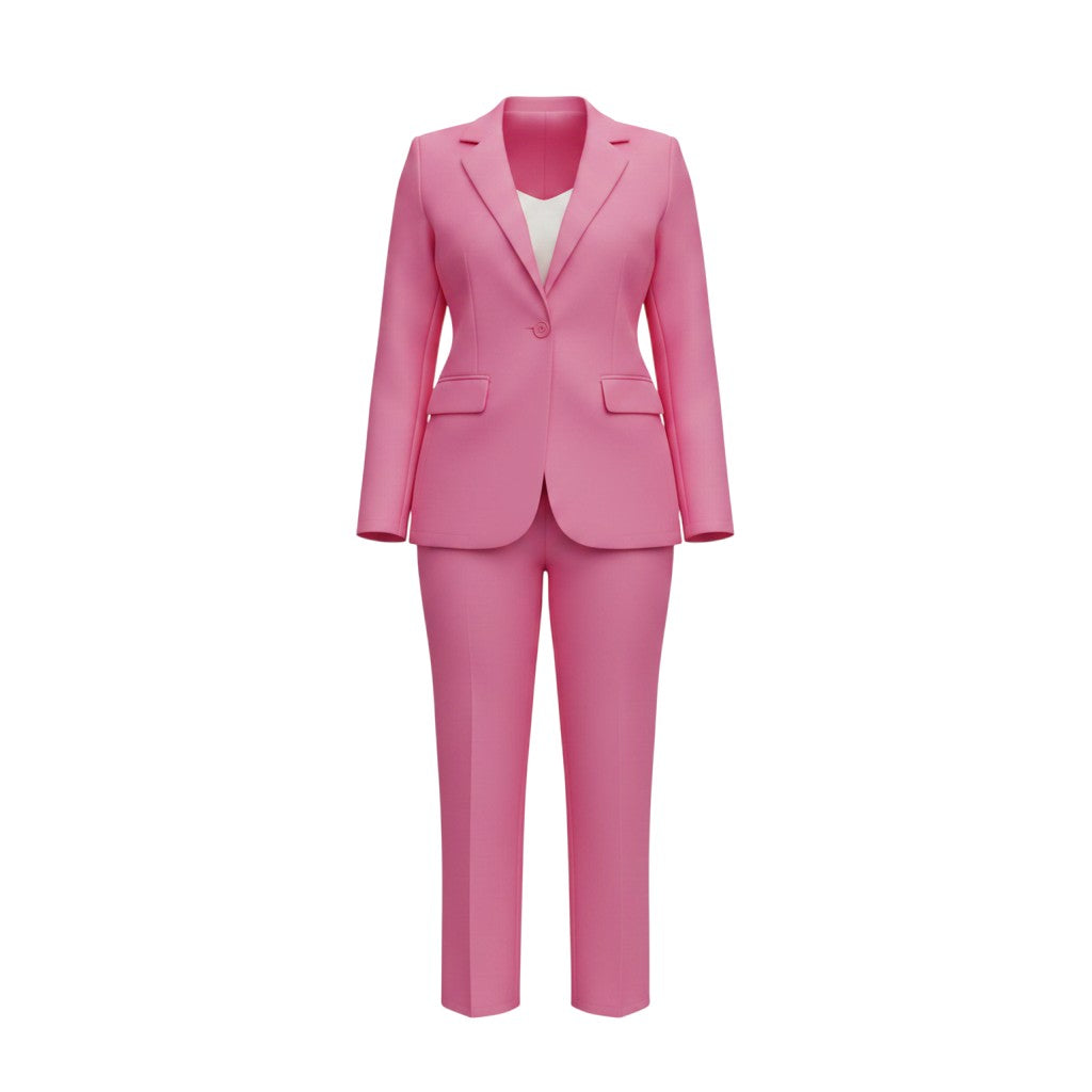 Women's Hot Pink Open-Front Blazer & Wide-Leg Trouser Suit Set
