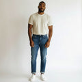 Mid-Blue Washed Denim Jeans
