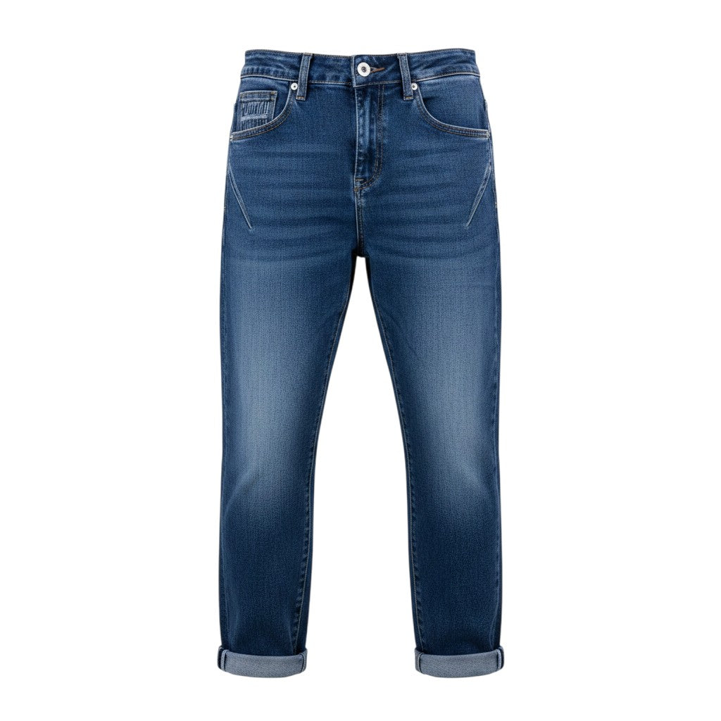 Mid-Blue Washed Denim Jeans