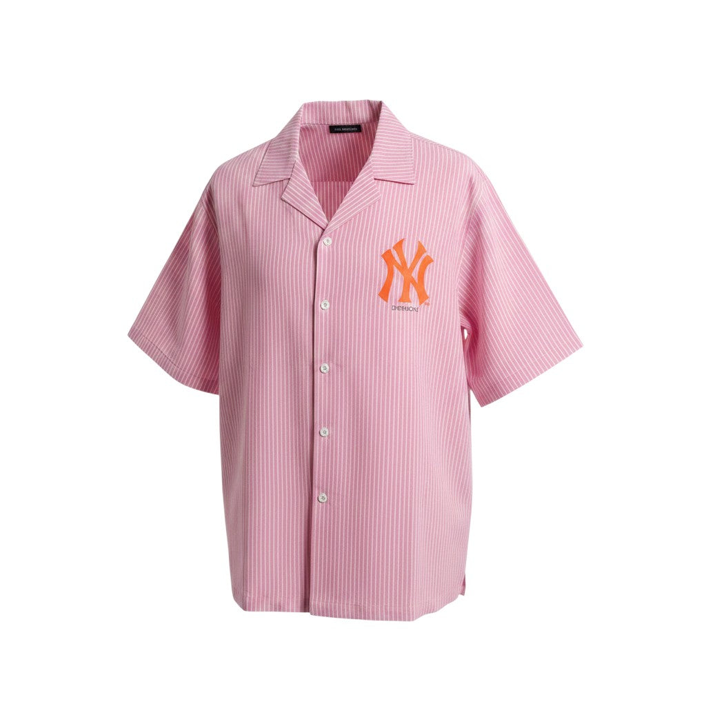 NY Bronx Cuban Collar Shirt – Pink Stripe