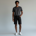 Men's Solid Black Denim Shorts – Clean Cut