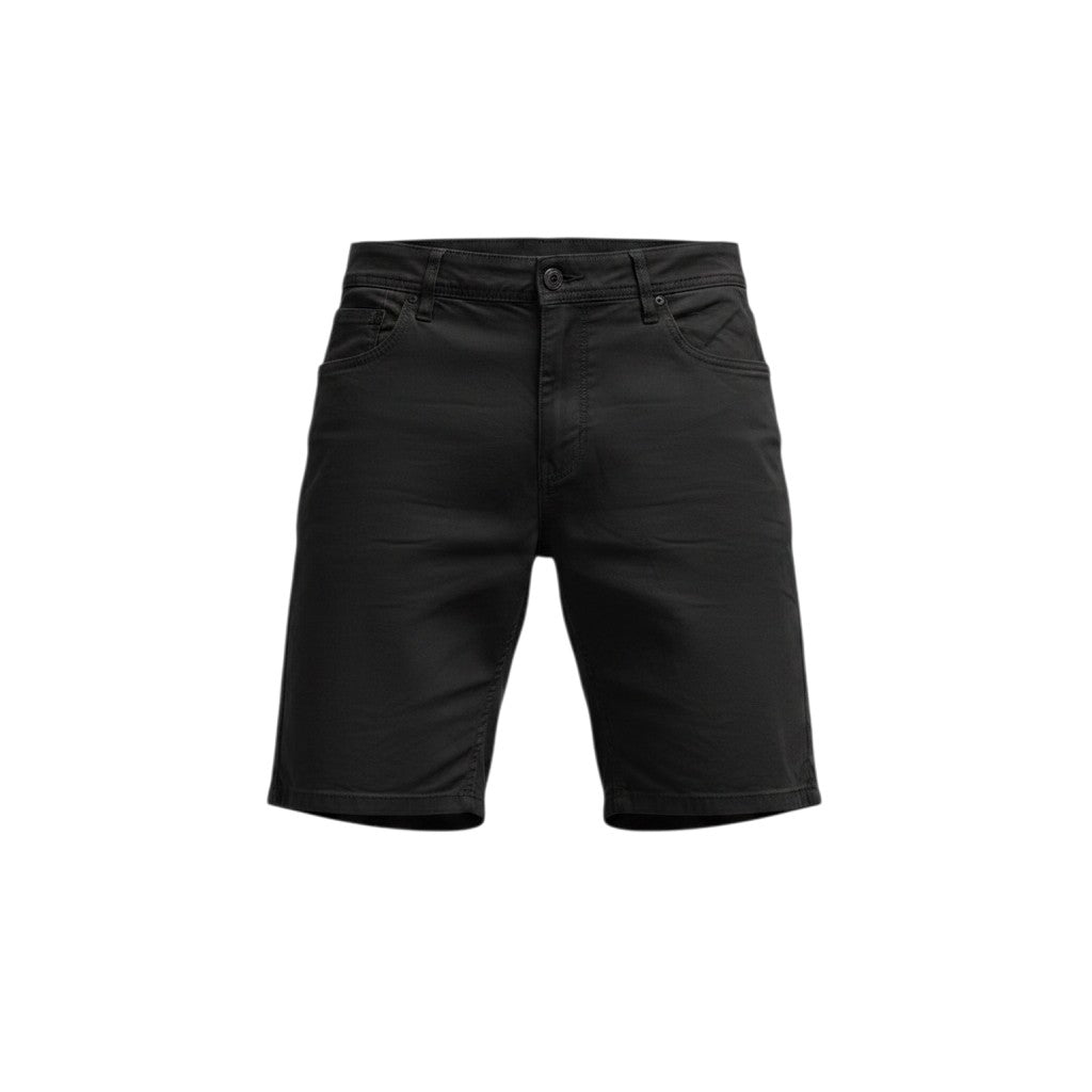 Men's Solid Black Denim Shorts – Clean Cut