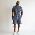 Slate Blue Snap-Seam Drawstring Cotton Shorts