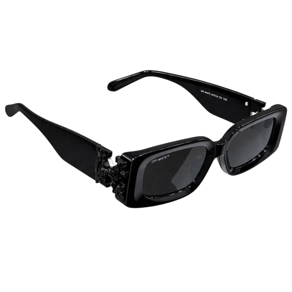 Chunky Black Sculpted Rectangular Sunglasses