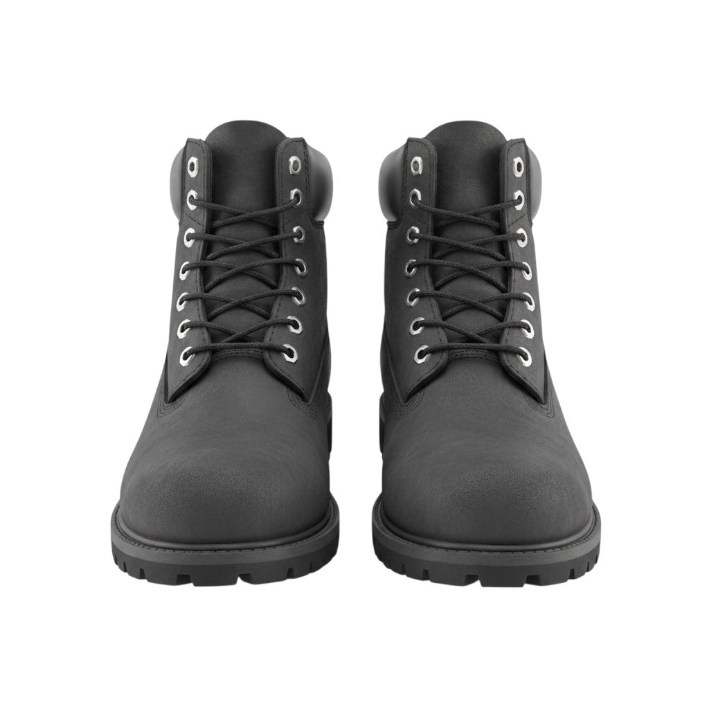 Men's All-Black Nubuck Leather Ankle Boots with Padded Collar