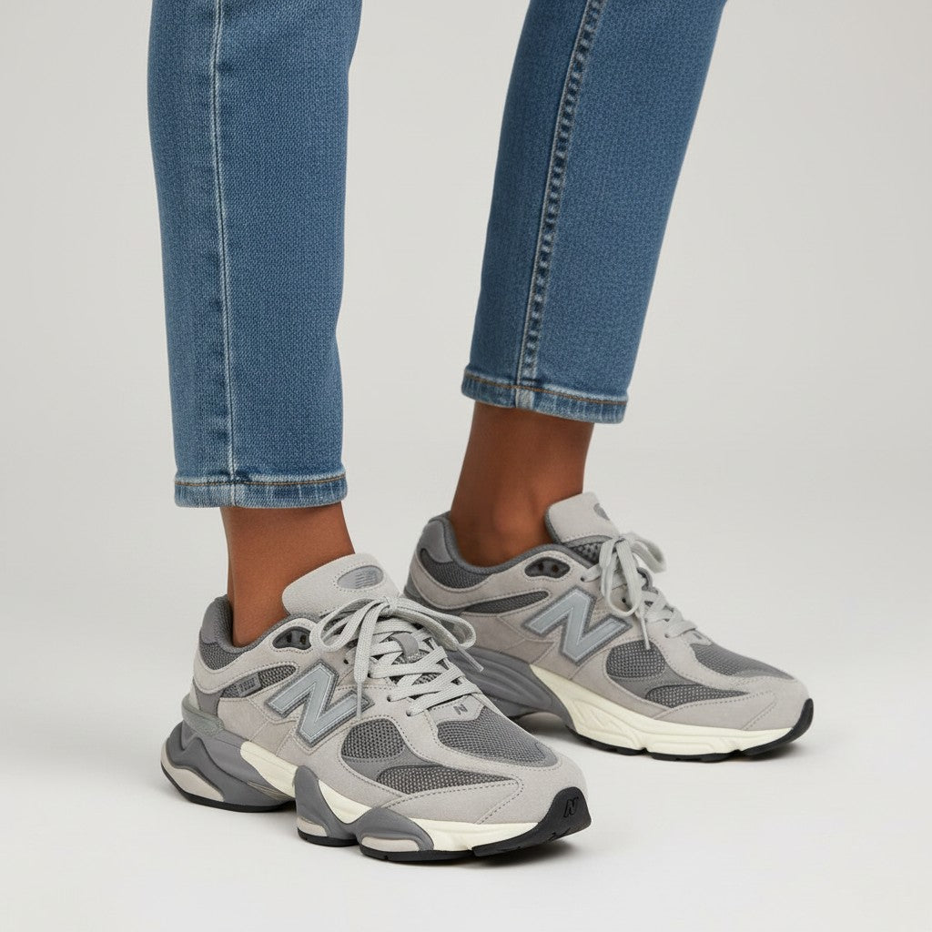 Men's Tonal Grey Chunky Retro Running Sneakers