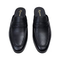 Black Pebbled Leather Penny Mule