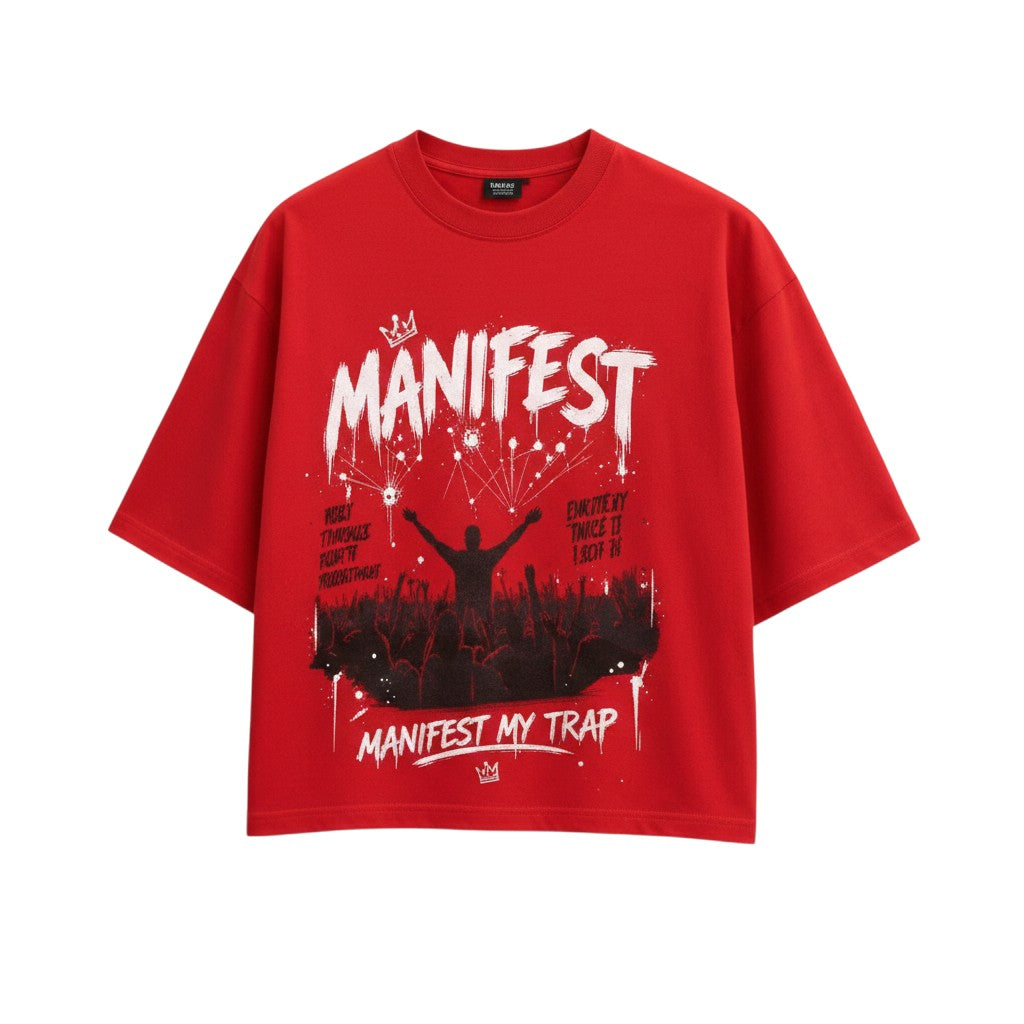 Men's Red Manifest Graphic Oversized T-Shirt