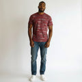 Men's Burgundy Striped Oversized Round-Neck Tee