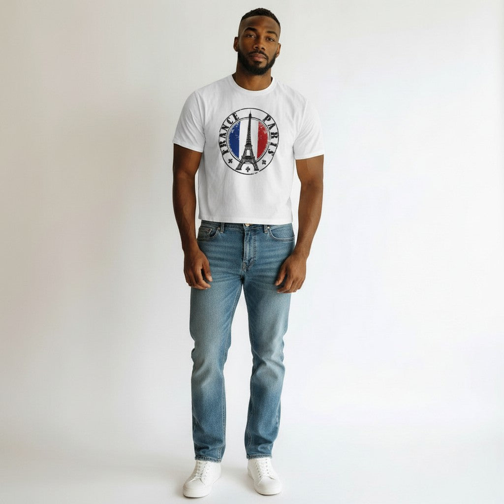 Men's White Paris France Graphic Oversized T-Shirt