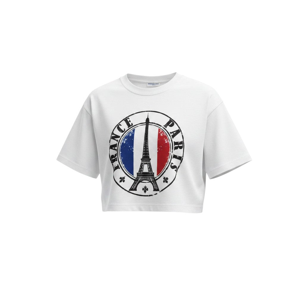 Men's White Paris France Graphic Oversized T-Shirt