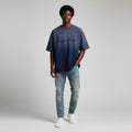 Men's Washed Navy Script & Portrait Graphic Oversized Tee