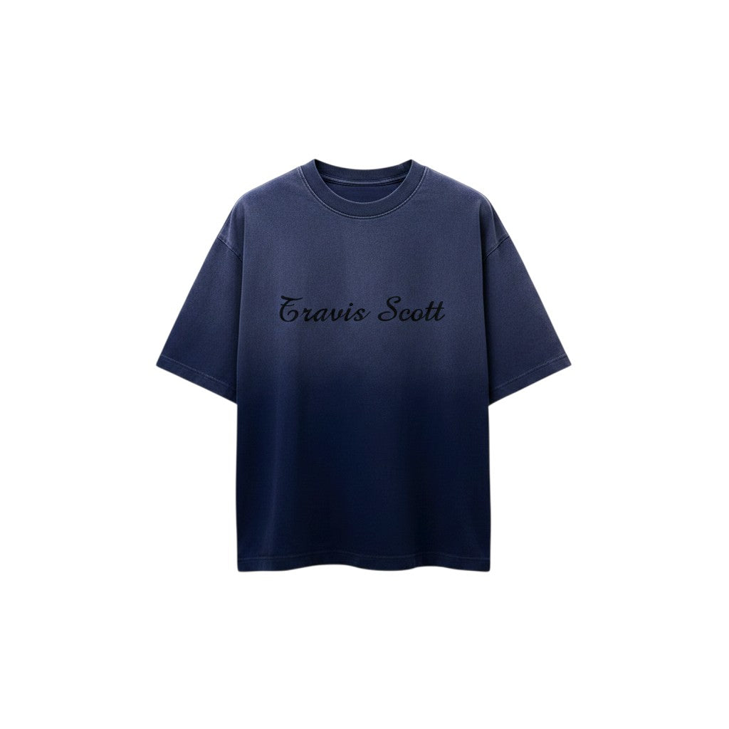 Men's Washed Navy Script & Portrait Graphic Oversized Tee